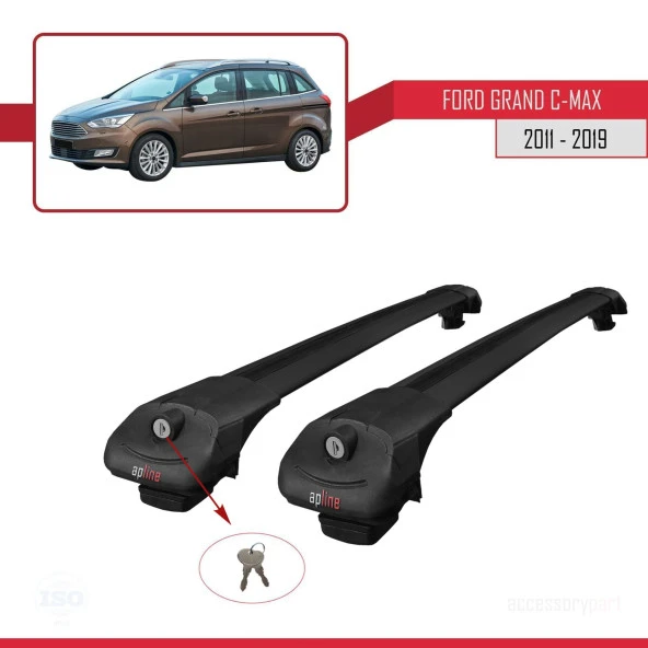 Ford Grand C-Max 2011-2019 Arası ile uyumlu ACE-1 Ara Atkı Tavan Barı SİYAH - Resim 2