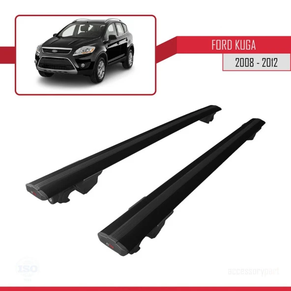 Ford Kuga 2008-2012 Arası ile uyumlu HOOK Model Anahtar Kilitli Ara Atkı Tavan Barı SİYAH - Resim 3