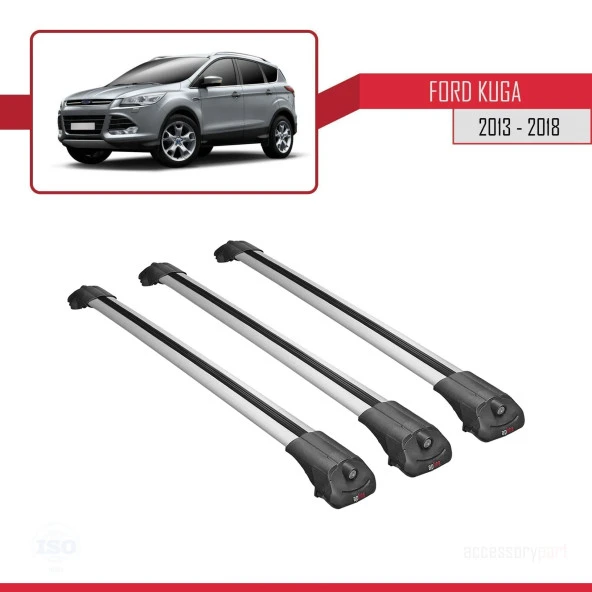 Ford Kuga 2013-2018 Arası ile uyumlu ACE-1 Ara Atkı Tavan Barı GRİ 3 ADET BAR - Resim 3