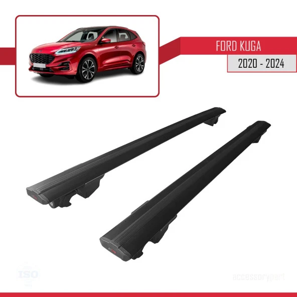 Ford Kuga 2020 ve Sonrası ile uyumlu HOOK Model Anahtar Kilitli Ara Atkı Tavan Barı SİYAH - Resim 4