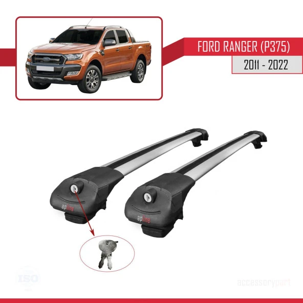 Ford Ranger 2011-2022 Arası ile uyumlu ACE-1 Ara Atkı Tavan Barı GRİ - Resim 3