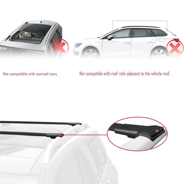 Ford Transit Tourneo - Custom 2012-2023 Arası ile uyumlu FLY Model Ara Atkı Tavan Barı SİYAH