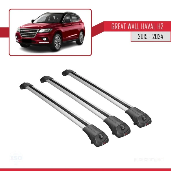 Great Wall Haval H2 2015 ve Sonrası ile uyumlu ACE-1 Ara Atkı Tavan Barı GRİ 3 ADET BAR - Resim 3