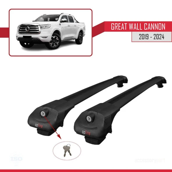 Great Wall Cannon 2019 ve Sonrası ile uyumlu ACE-1 Ara Atkı Tavan Barı SİYAH - Resim 4