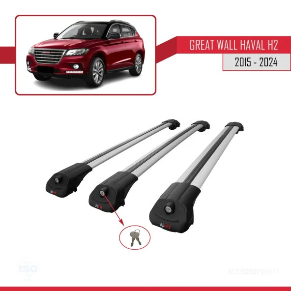 Great Wall Haval H2 2015 ve Sonrası ile uyumlu ACE-1 Ara Atkı Tavan Barı GRİ 3 ADET BAR - Resim 4