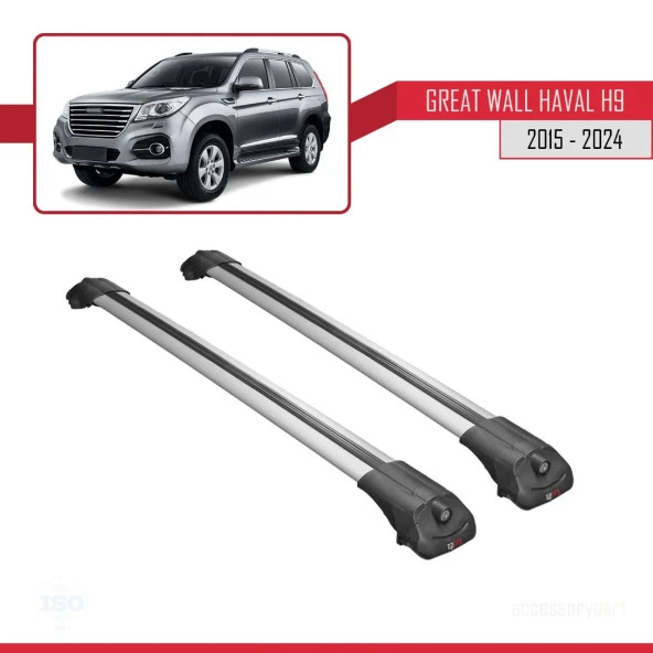 Great Wall Haval H9 2015 ve Sonrası ile uyumlu ACE-1 Ara Atkı Tavan Barı GRİ - Resim 3