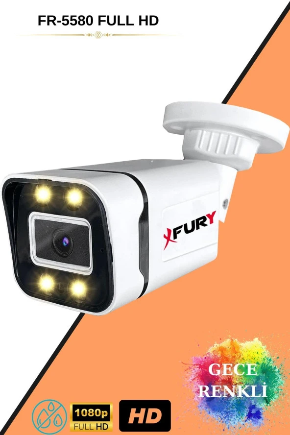 FURY 2 Kameralı Full Hd Gece Renkli - Su Geçirmez Ultra Led Güvenlik Kamerası Seti 320GB - Resim 4