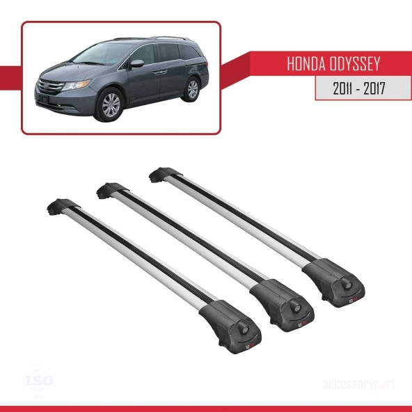 Honda Odyssey 2011-2017 Arası ile uyumlu ACE-1 Ara Atkı Tavan Barı GRİ 3 ADET BAR - Resim 3