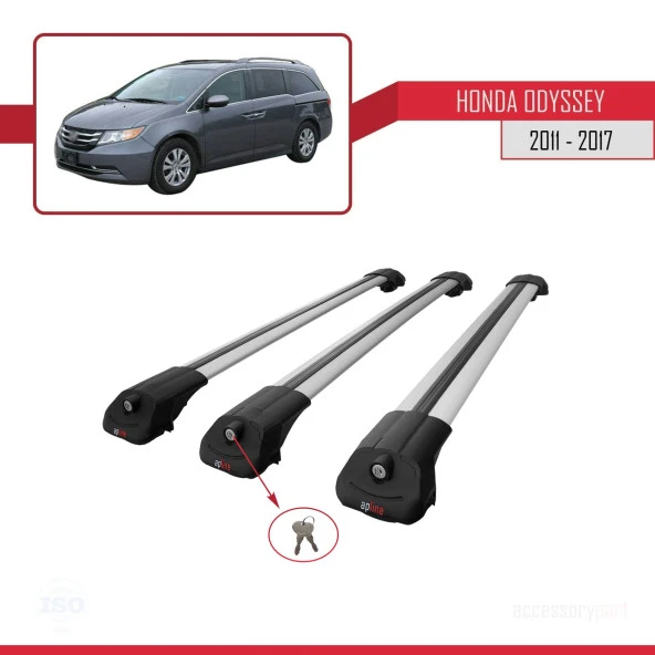 Honda Odyssey 2011-2017 Arası ile uyumlu ACE-1 Ara Atkı Tavan Barı GRİ 3 ADET BAR - Resim 4