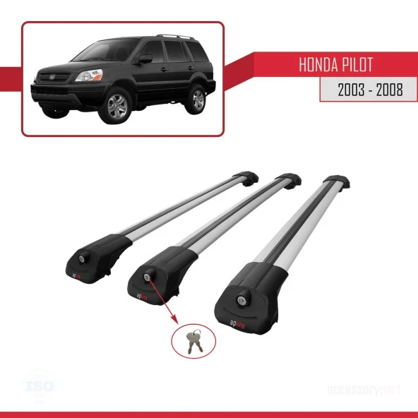 Honda Pilot 2003-2008 Arası ile uyumlu ACE-1 Ara Atkı Tavan Barı GRİ 3 ADET BAR - Resim 3