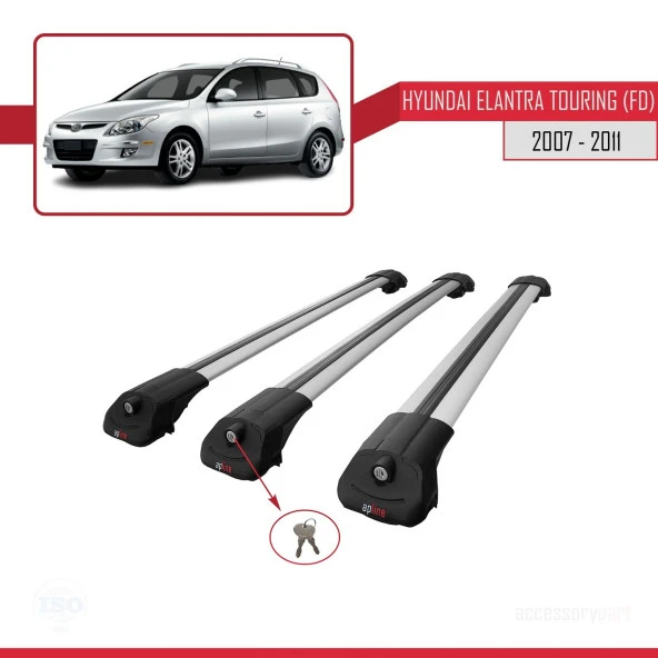 Hyundai Elantra Touring (FD) 2007-2011 Arası ile uyumlu ACE-1 Ara Atkı Tavan Barı GRİ 3 ADET BAR - Resim 4