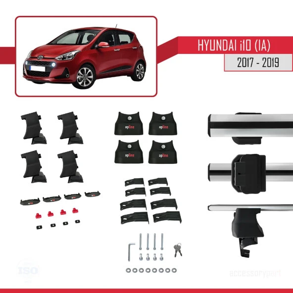 Hyundai i10 (IA) 2017-2019 Arası ile uyumlu ACE-4 Ara Atkı Tavan Barı GRİ - Resim 4