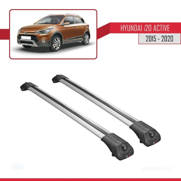 Hyundai i20 Active 2015-2020 Arası ile uyumlu ACE-1 Ara Atkı Tavan Barı GRİ - Resim 3