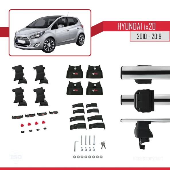 Hyundai ix20 2010-2019 Arası ile uyumlu ACE-4 Ara Atkı Tavan Barı GRİ - 4