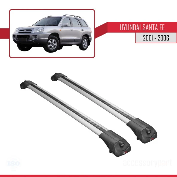 Hyundai Santa Fe (SM) 2001-2006 Arası ile uyumlu ACE-1 Ara Atkı Tavan Barı GRİ - Resim 3