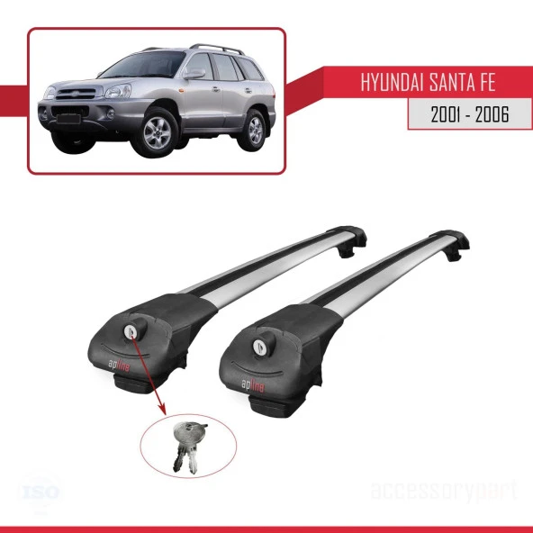 Hyundai Santa Fe (SM) 2001-2006 Arası ile uyumlu ACE-1 Ara Atkı Tavan Barı GRİ - Resim 4