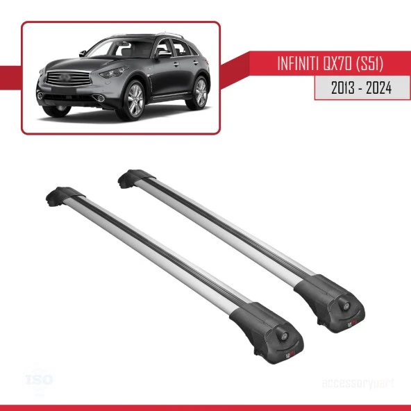 Infiniti QX70 S51 2013 ve Sonrası ile uyumlu ACE-1 Ara Atkı Tavan Barı GRİ - Resim 3