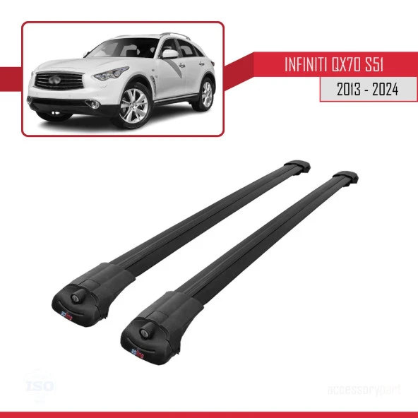 Infiniti QX70 S51 2013 ve Sonrası ile uyumlu ACE-1 Ara Atkı Tavan Barı SİYAH - Resim 3