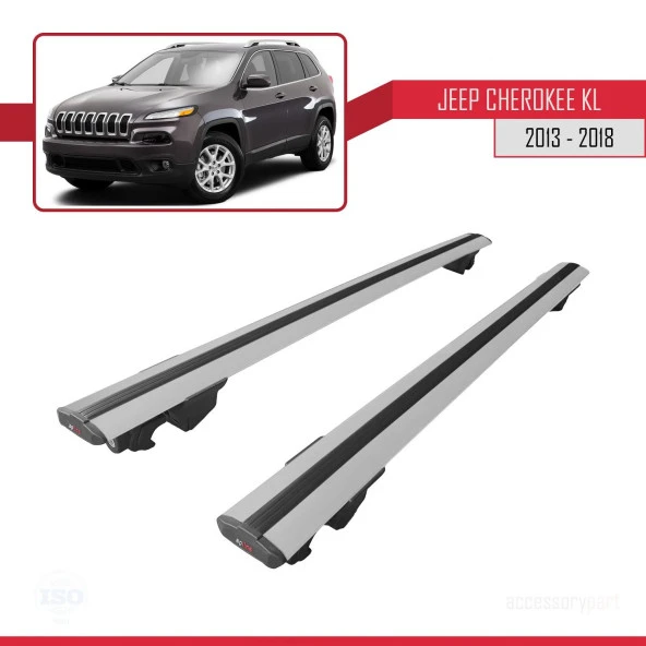 Jeep Cherokee (KL) 2013-2018 Arası ile uyumlu HOOK Model Anahtar Kilitli Ara Atkı Tavan Barı GRİ - Resim 4