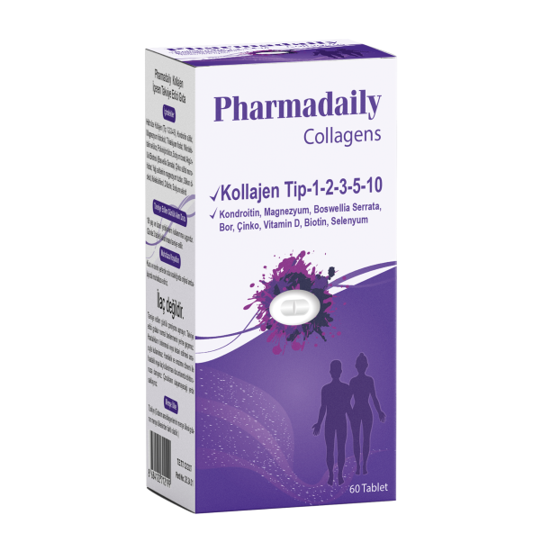 Pharmadaily Collagens 60 Tablet 5 Tip Kolajen, Kondroitin, Boswellia Serrata, Çinko, Vitamin D, Biotin, Selenyum
