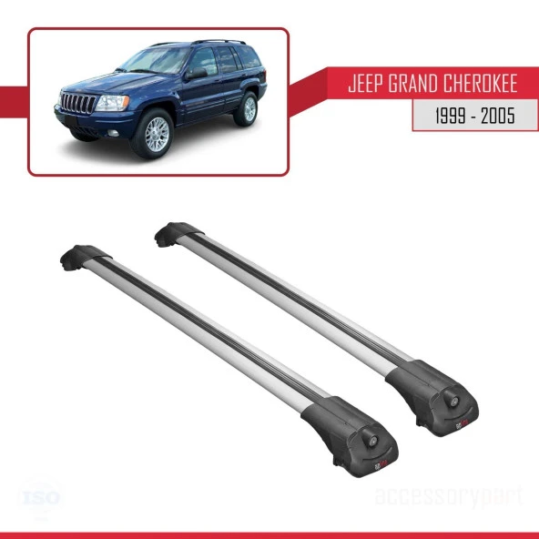 Jeep Grand Cherokee 1999-2005 Arası ile uyumlu ACE-1 Ara Atkı Tavan Barı GRİ - Resim 3