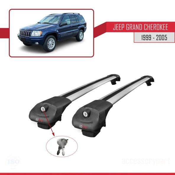 Jeep Grand Cherokee 1999-2005 Arası ile uyumlu ACE-1 Ara Atkı Tavan Barı GRİ - Resim 4