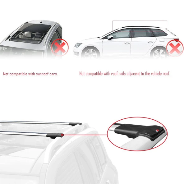 Jeep Liberty 2002-2007 Arası ile uyumlu FLY Model Ara Atkı Tavan Barı GRİ