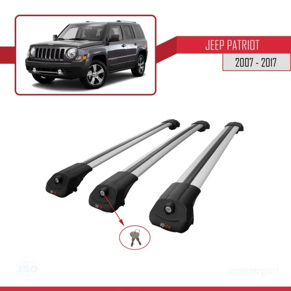 Jeep Patriot 2007-2017 Arası ile uyumlu ACE-1 Ara Atkı Tavan Barı GRİ 3 ADET BAR - Resim 3
