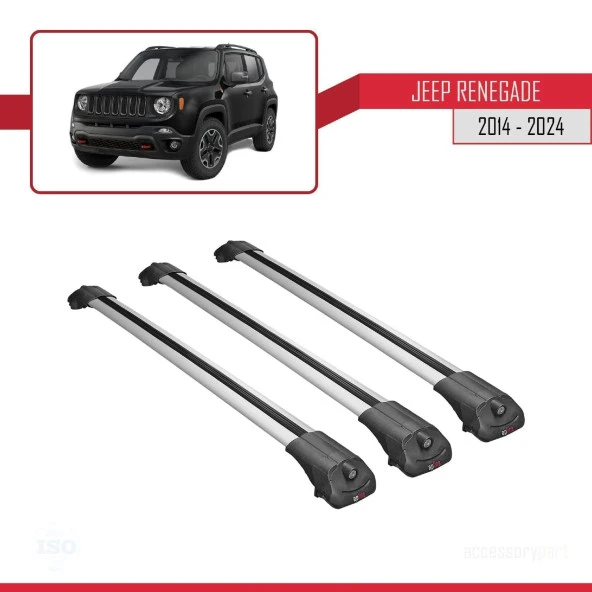 Jeep Renegade 2014 ve Sonrası ile uyumlu ACE-1 Ara Atkı Tavan Barı GRİ 3 ADET BAR - Resim 3