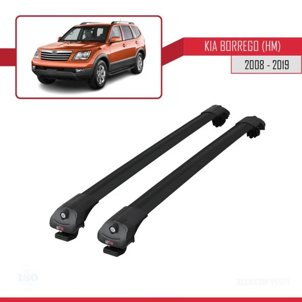 Kia Borrego (HM) 2008-2019 Arası ile uyumlu ACE-1 Ara Atkı Tavan Barı SİYAH - Resim 3