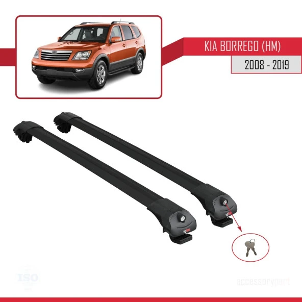 Kia Borrego (HM) 2008-2019 Arası ile uyumlu ACE-1 Ara Atkı Tavan Barı SİYAH - Resim 4