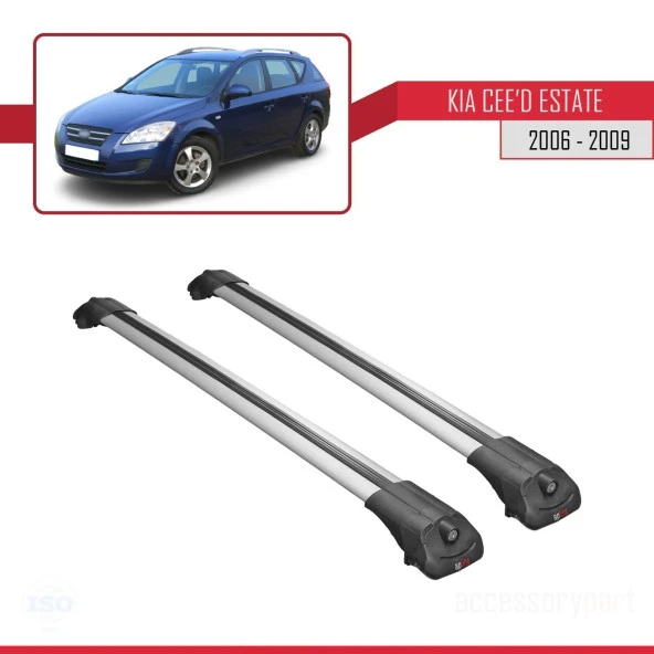 Kia Ceed Estate - SW 2006-2009 Arası ile uyumlu ACE-1 Ara Atkı Tavan Barı GRİ - Resim 3
