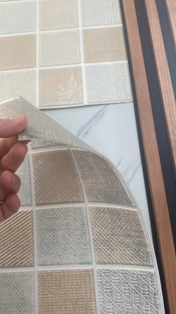 Renkli Duvarlar 70x70cm 1 Adet Yapışkanlı Dekoratif Küp Desen Renkli Tezgah Arası Salon Duvar Kağıdı Paneli NW167 - 4