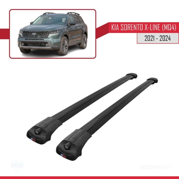 Kia Sorento X-LINE (MQ4) 2021 ve Sonrası ile uyumlu ACE-1 Ara Atkı Tavan Barı SİYAH - Resim 3