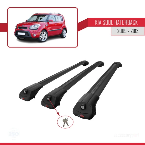 Kia Soul Hatchback 2009-2013 Arası ile uyumlu ACE-1 Ara Atkı Tavan Barı SİYAH 3 ADET BAR - Resim 4