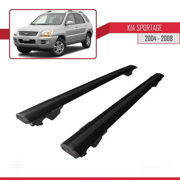 Kia Sportage 2004-2008 Arası ile uyumlu HOOK Model Anahtar Kilitli Ara Atkı Tavan Barı SİYAH - Resim 4