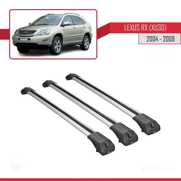 Lexus RX (XU30) 2004-2009 Arası ile uyumlu ACE-1 Ara Atkı Tavan Barı GRİ 3 ADET BAR - Resim 3