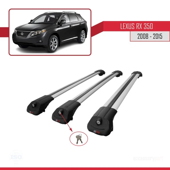 Lexus RX350 - RX350-2 2008-2015 Arası ile uyumlu ACE-1 Ara Atkı Tavan Barı GRİ 3 ADET BAR - Resim 3
