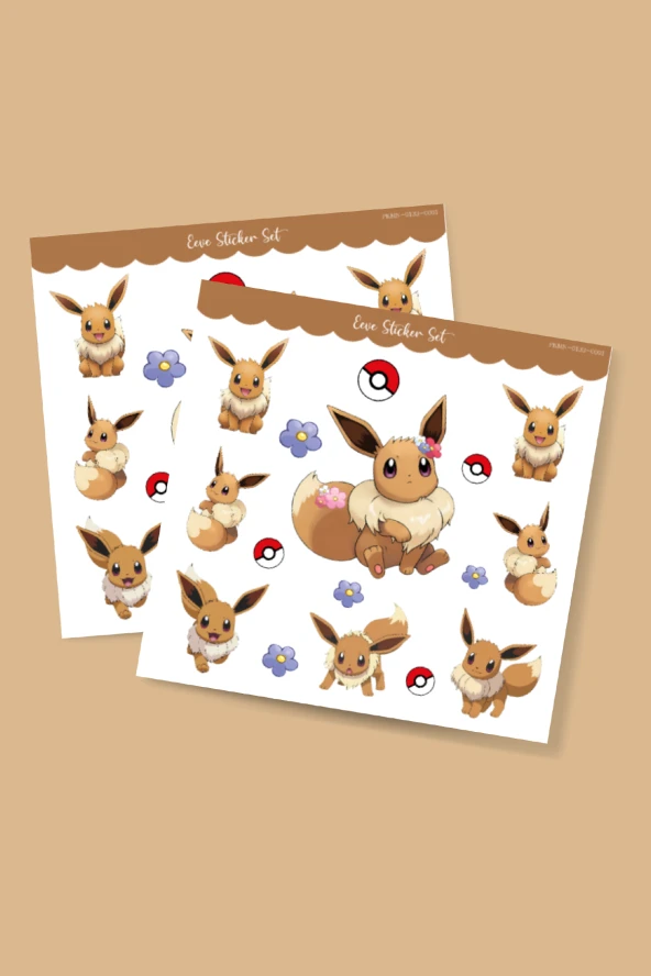 Eeve Pokemon Sticker Set *Mat kağıt* 2 Adet