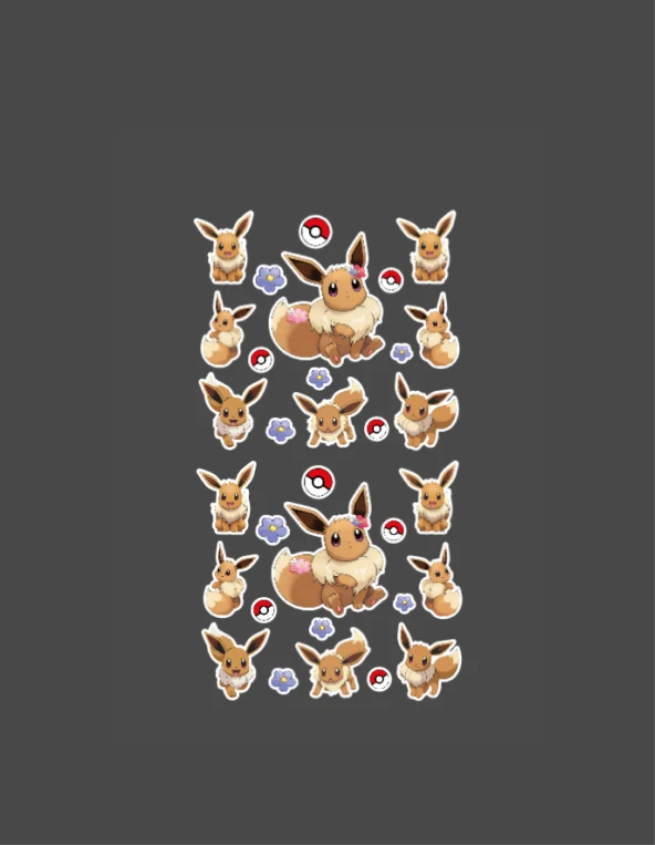 Eeve Pokemon Sticker Set *Mat kağıt* 2 Adet - Resim 3