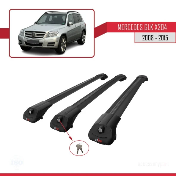 Mercedes GLK Class (X204) 2008-2015 Arası ile uyumlu ACE-1 Ara Atkı Tavan Barı SİYAH 3 ADET BAR - Resim 4