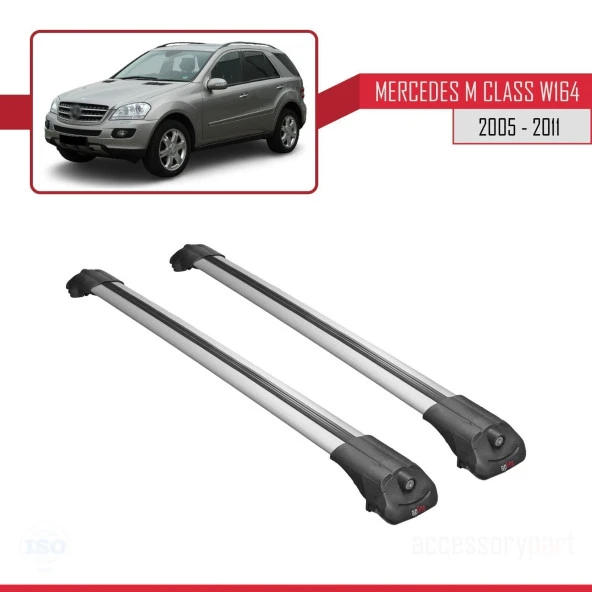 Mercedes M Class (W164) 2005-2011 Arası ile uyumlu ACE-1 Ara Atkı Tavan Barı GRİ - Resim 3
