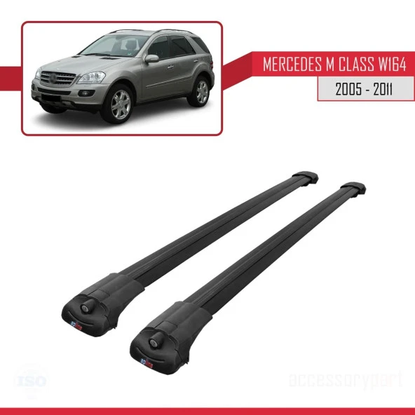 Mercedes M Class (W164) 2005-2011 Arası ile uyumlu ACE-1 Ara Atkı Tavan Barı SİYAH - Resim 3