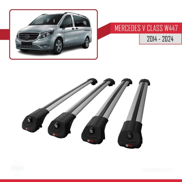 Mercedes V Class W447 2014 ve Sonrası ile uyumlu ACE-1 Ara Atkı Tavan Barı GRİ 4 ADET BAR - Resim 2