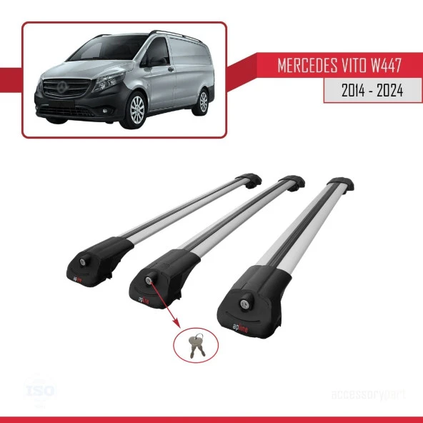 Mercedes Vito (W447) 2014 ve Sonrası ile uyumlu ACE-1 Ara Atkı Tavan Barı GRİ 3 ADET BAR - Resim 3