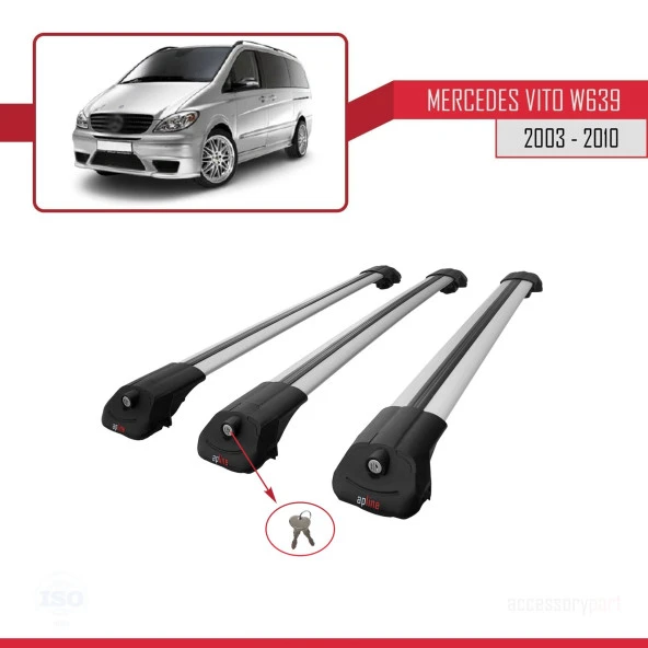 Mercedes Vito (W639) 2003-2010 Arası ile uyumlu ACE-1 Ara Atkı Tavan Barı GRİ 3 ADET BAR - Resim 4