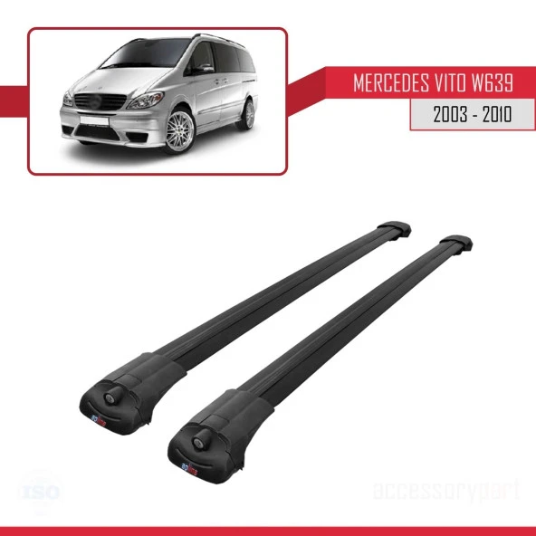 Mercedes Vito (W639) 2003-2010 Arası ile uyumlu ACE-1 Ara Atkı Tavan Barı SİYAH - Resim 3