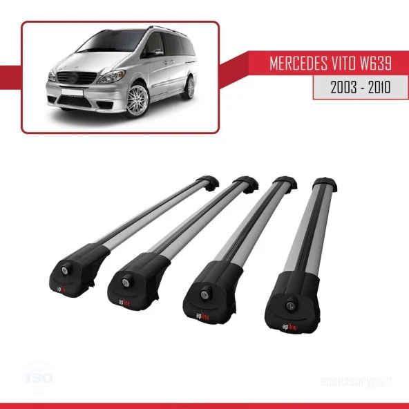 Mercedes Vito (W639) 2003-2010 Arası ile uyumlu ACE-1 Ara Atkı Tavan Barı GRİ 4 ADET BAR - Resim 4