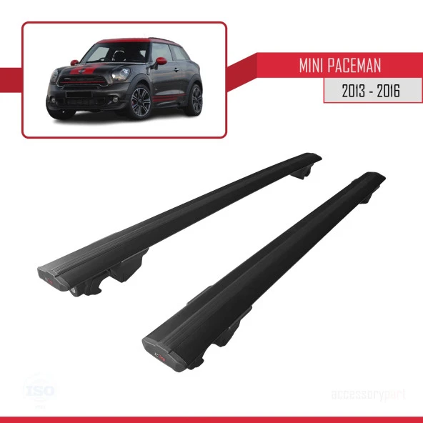 Mini Paceman 2013-2016 Arası ile uyumlu HOOK Model Anahtar Kilitli Ara Atkı Tavan Barı SİYAH - 4