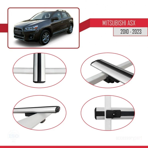 Mitsubishi ASX 2010-2023 Arası ile uyumlu Basic Model Ara Atkı Tavan Barı GRİ 3 ADET - Resim 4